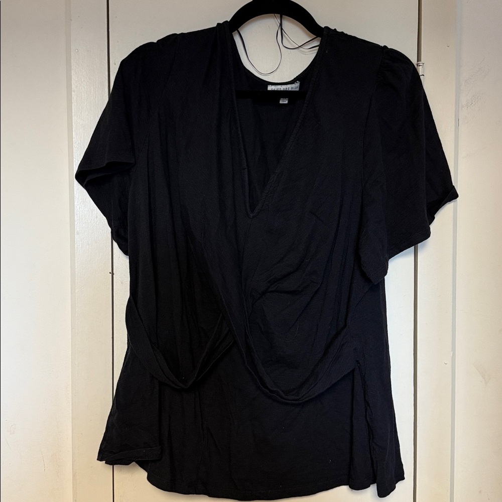 Skies Are Blue Charcoal Wrap Blouse